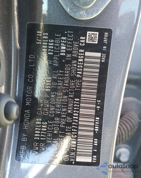 2018 Honda Civic Exl z USA, uszkodzony, nr VIN JHMFC1F77JX021270